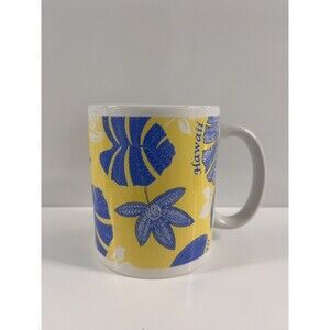 Rare Hilo Hattie Hawaii 2014 Yellow / Blue Faua Tea Coffee Cup Mug